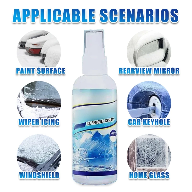 Winter Car Windshield Deicer Spray Ice Remover Spray For Automotive Melts Frost Auto Car Window Defrosting Melting Agent