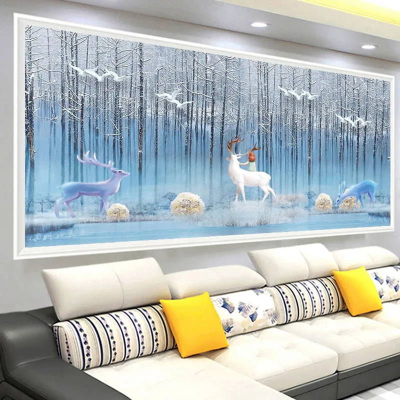 

New Diy Diamond Painting Cross Stitch Living Room Rich Deer Simple Modern European Elk Bedroom Stickers Diamond Embroidery