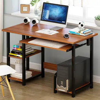 

Large Computer Table Professional Gaming Table with storage shelf Wood Desktop Computer Desk for Home Office