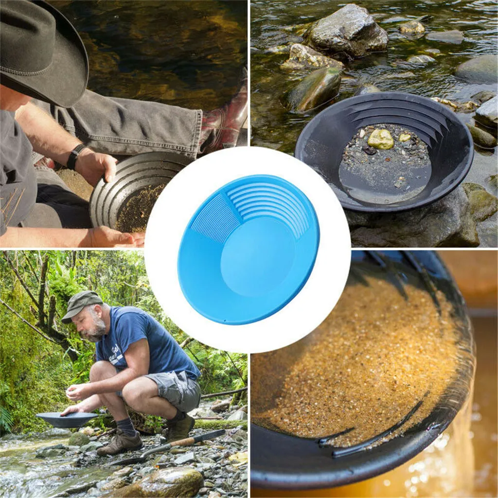 

Gold Pan Basin Nugget Mining Dredging Prospecting Sifting Panning Cleaning Supplies Solid color plate Rust proof For sand mud