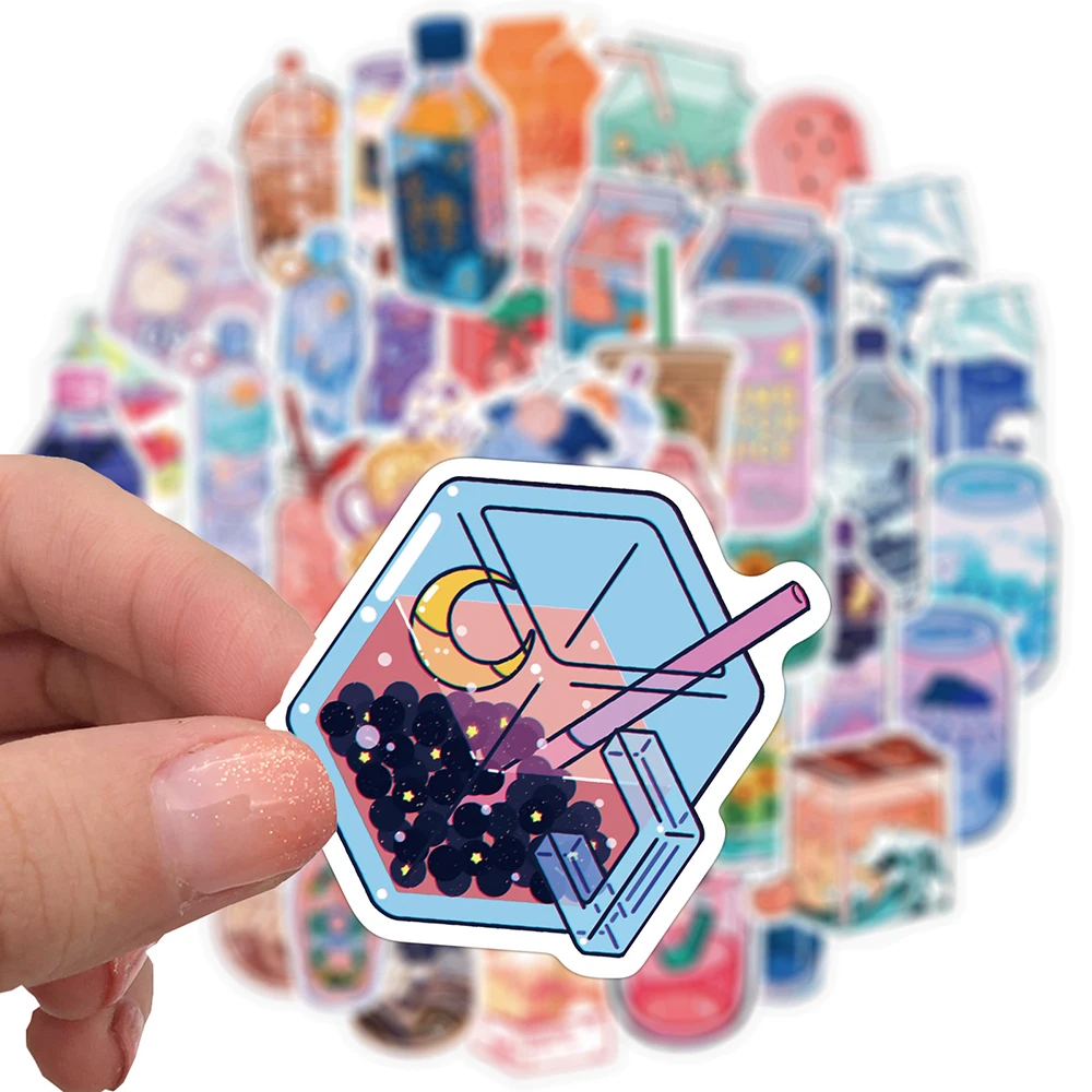 50PCS Cute Drink Anime Stickers Aesthetic Kawaii Laptop Guitar Luggage Fridge Phone Graffiti Sticker Decal Kid Classic Toys