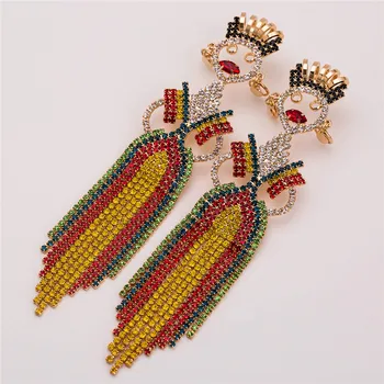

2 Pairs New Arrival Occident Fashion Brand Style Multi-layer Acrylic Dance Skirt Tassel Girl Humanoid Drop Earrings Bohemia