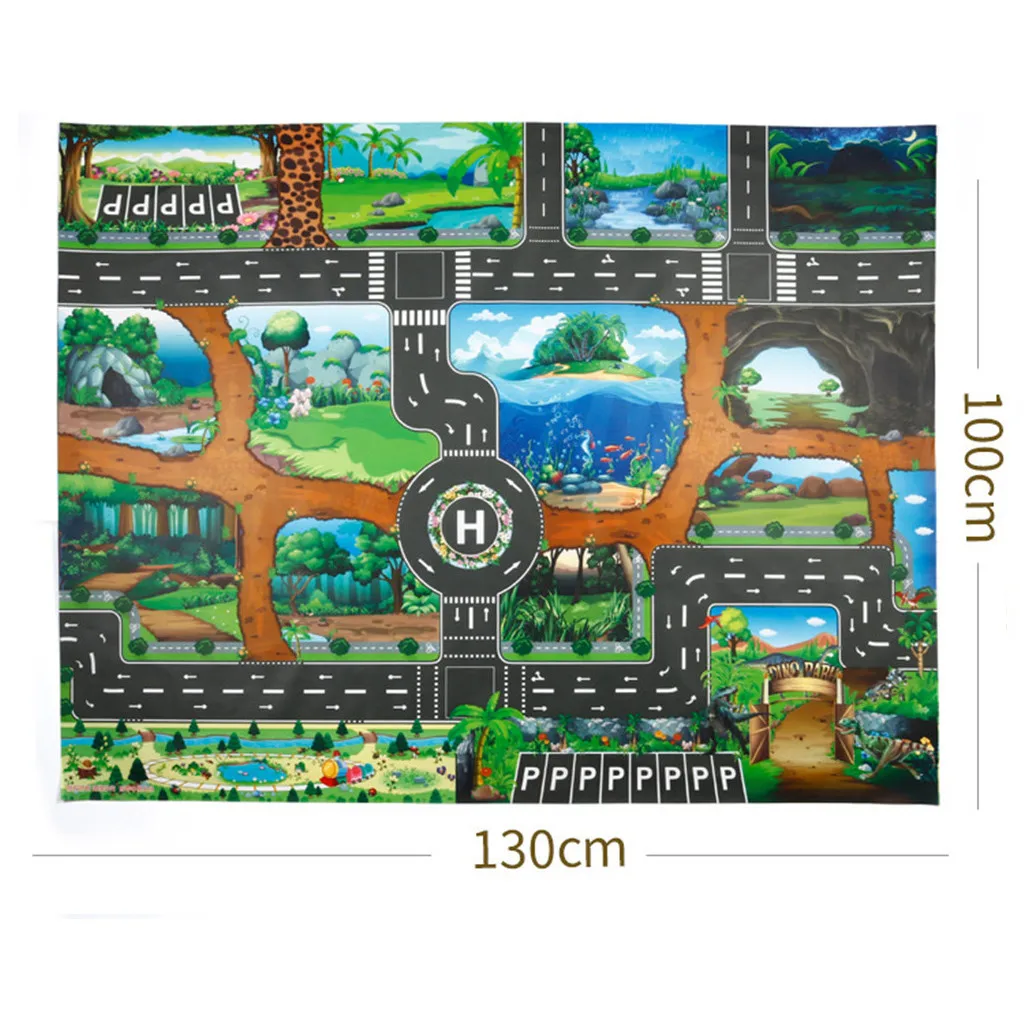 Пазл для детей пол для игры Детские игрушки переноска игровой коврик 130*100 Динозавр мир дорожного движения стоянка# G2