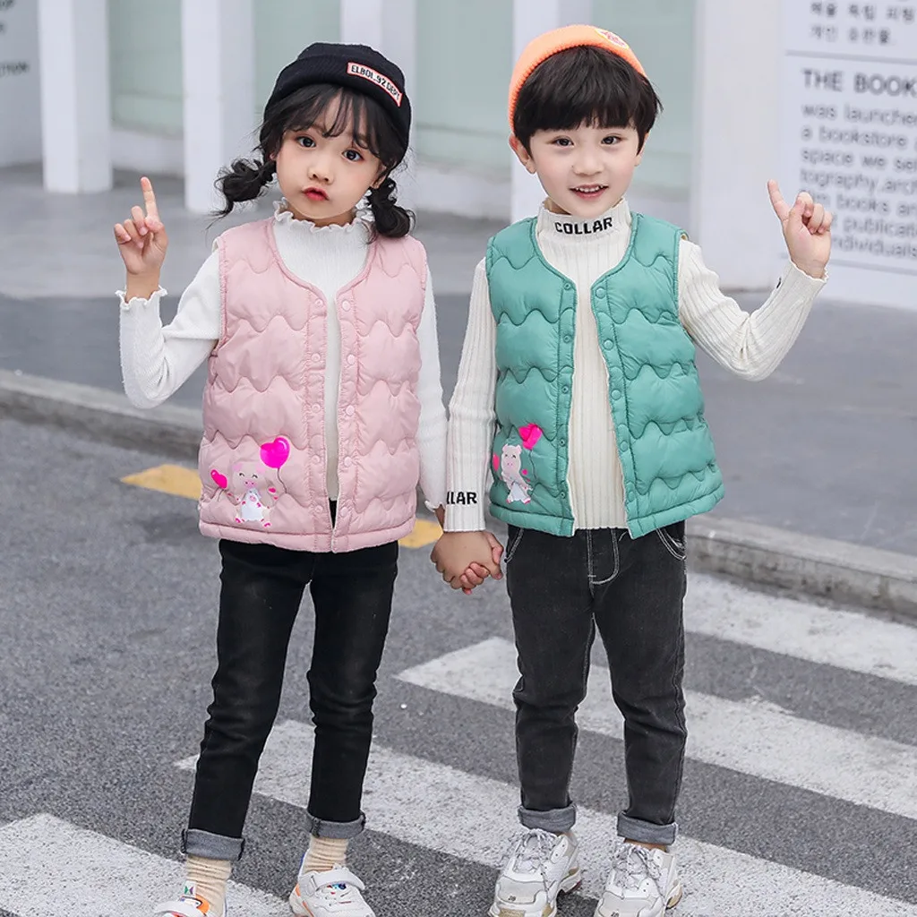 Детская осенне-зимняя куртка для маленьких девочек и мальчиков, жилет с рисунком поросенка теплый жилет верхняя одежда, зимний комбинезон, пальто