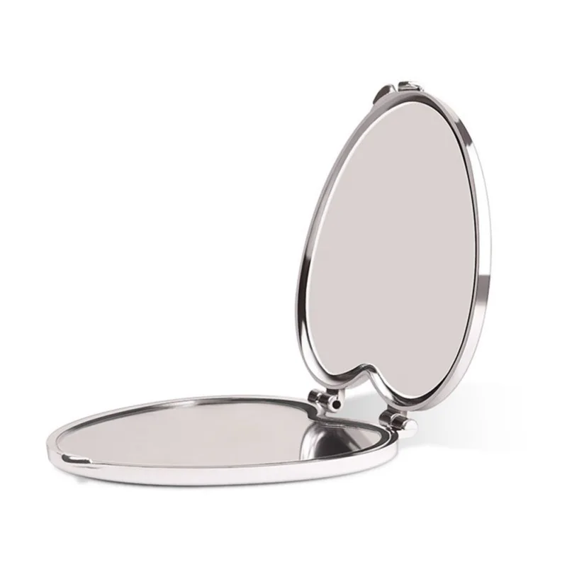 2019 Double sided Pocket Mirror Portable Heart Shaped Folding Double sided Mirror Steel Makeup Mirrors for 2