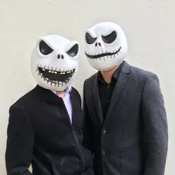 Белая латексная маска Джек Скеллингтон, Кошмар перед Рождеством, реквизит для косплея из фильма, Вечерние Маски для Хэллоуина