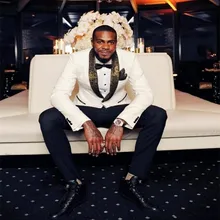 Красивые свадебные приталенные смокинги золотой узор костюмы с лацканами для мужчин дешевые одна кнопка жениха костюм из двух частей(куртка+ брюки