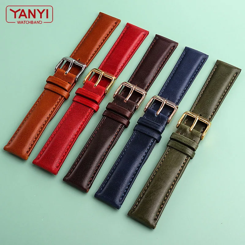 COW LEATHER Watchband 20mm  22mm watch strap wristwatches band handmade Genuine leather bracelet