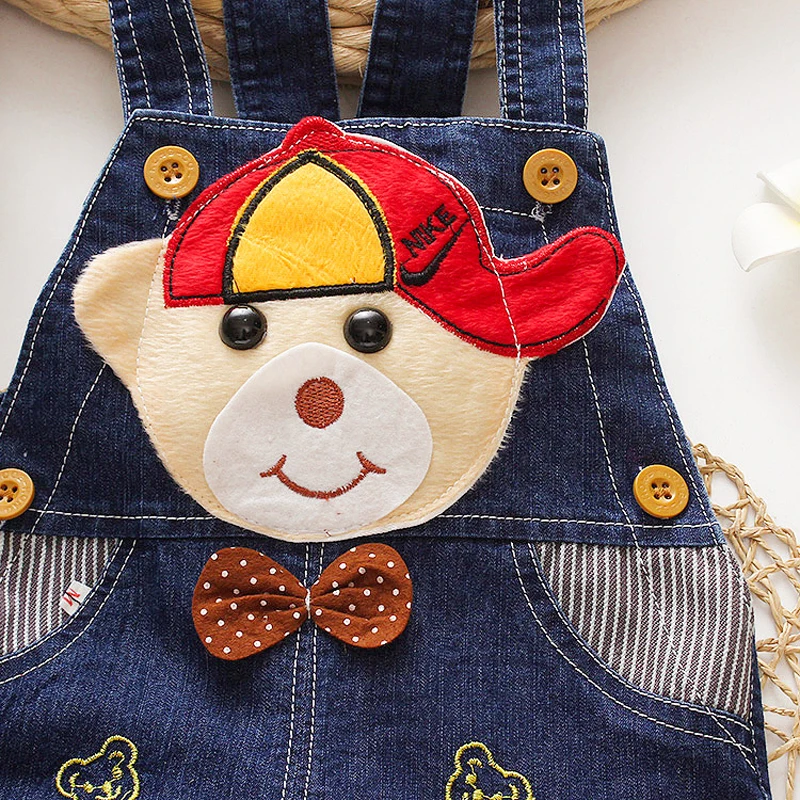 DIIMUU Summer 1-3Y Child Kids Baby Boys Denim Pants Infant Children Boy Short Overalls Clothing Kid Casual Cartoon Print Bottoms