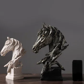 

Nordic Thinker Figure Horse Head Art Sculpture Fengshui Ornaments Resin Crafts Home Decor Living Room Decoration Furnishing Gift