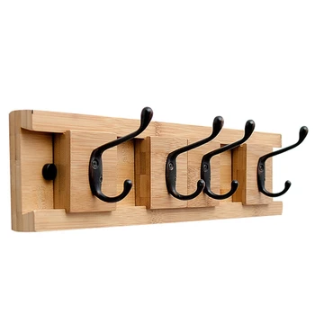 

4 Hook Wall Mounted Rack Multifunction Hook Coat Hook Rack Towel Hanger Holder Dress Coat Hook Wall Door Bamboo Hanger Decoratio