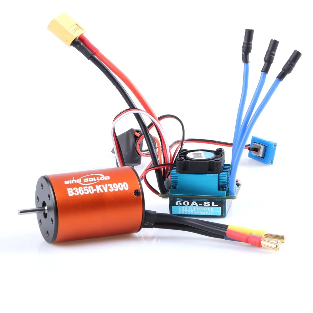 Universal Racing 60A ESC No Sense Brushless Motor Electric Speed Controller and B3650 3900KV 4300KV For 1:10 RC Car | Игрушки и хобби
