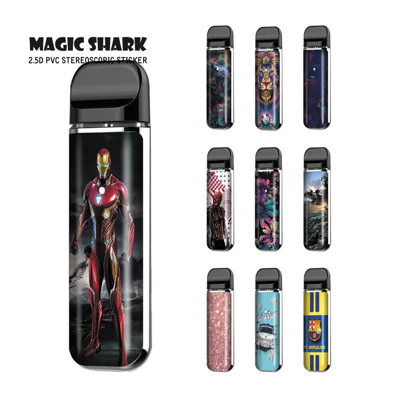 

Magic Shark 2.5D Stereo PVC Iron Man Deadpool Painting FC Barcelona Lion Sticker Case Film Cover Skin for Smok Novo 2