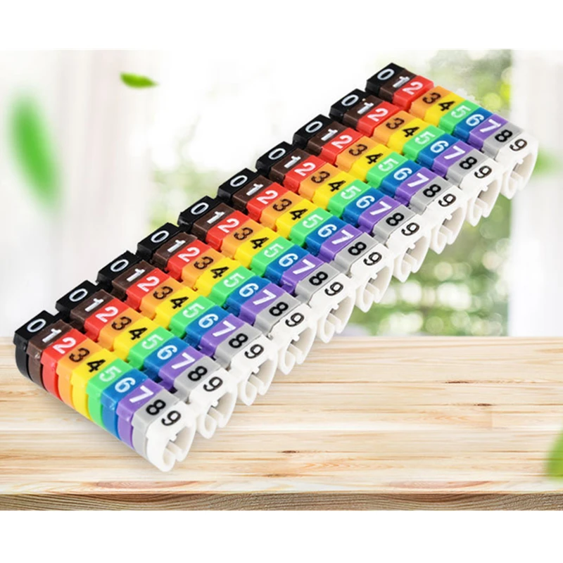 100 шт./лот обвязка-маркер M Тип CAT 6 зажим сетевой Ethernet-Кабель Номер оснастки тип цветной цифровой номер трубки