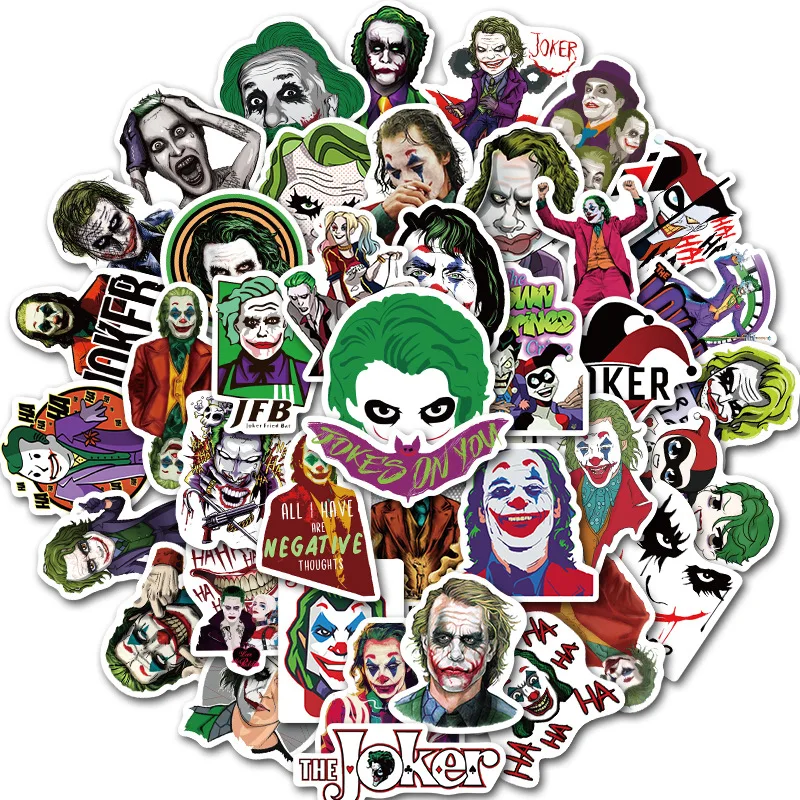 50PCS/lot Joker Sticker Super Villain Movie Anime Cartoon Pegatina  For Luggage 