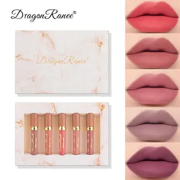 

DRAGON RANEE 5 colors lip gloss Lip Glaze Matte lipstick set Non-fading Waterproof nude Gloss makeup long lasting make up TSLM1