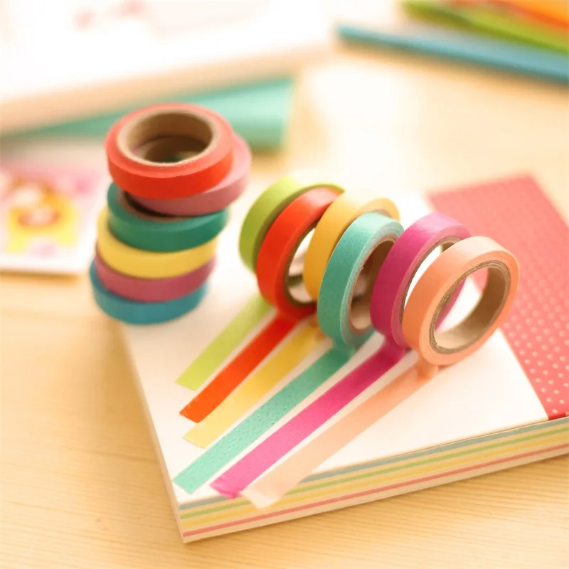 

10pcs set Candy Solid DIY Craft Decorative Scotch Adhesive Tape Washi Sticker Scrapbooking Fita Adesiva Stationery Papeleria