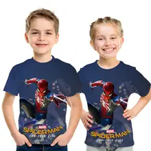Новые детские футболки футболка с короткими рукавами для маленьких мальчиков с принтом популярного героя Человека-паука и Супермена, Детская футболка летние топы
