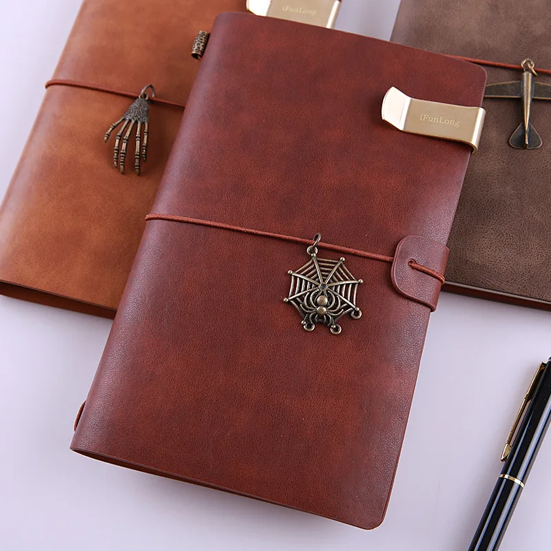 A6 Leather Notebook Handmade Vintage Cowhide Diary Journal Sketchbook Planner Airplane Travel Notebook Cover