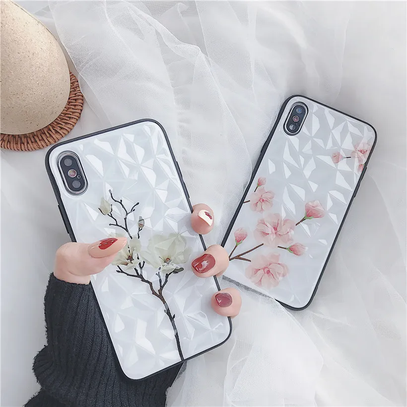 

Flower Geometric Rhombus Case For OPPO A5 A7 A57 A59 R9 R11 R11S R17 Pro Case For OPPO A59 Case Protective Back Cover Shell