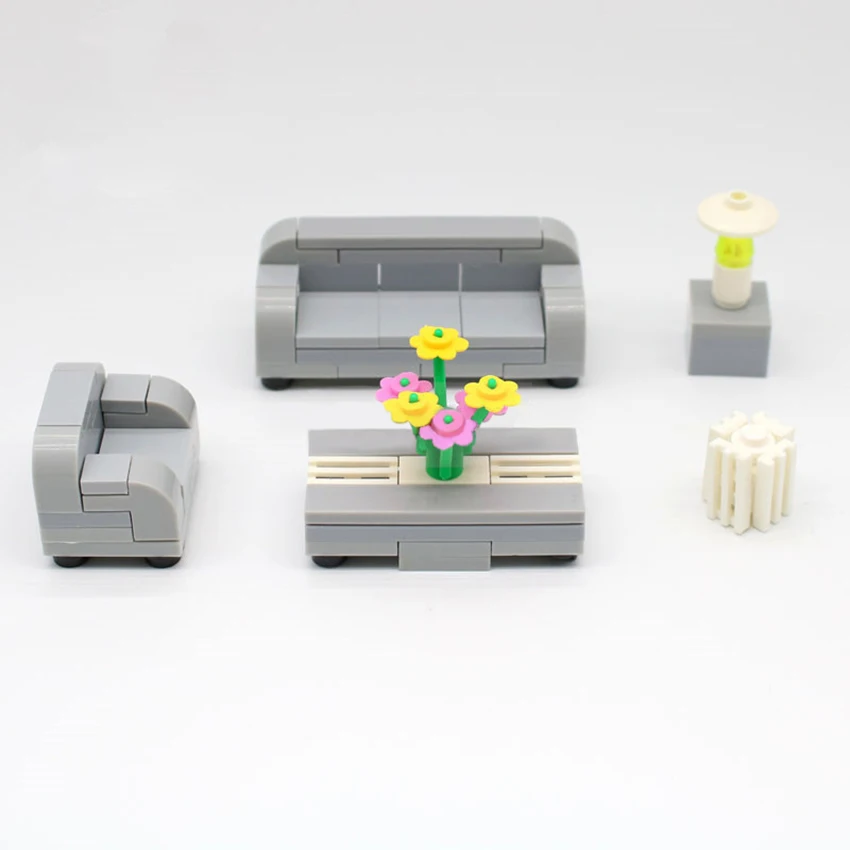 Sofa Living Room Scene Dining Table Flower Building Block MOC Accessories Set Compatible With Legolings DIY Toys For Children  (10)