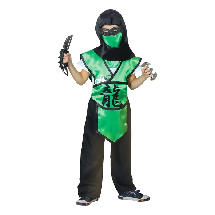 Carnival ninja costume &quotDragon&quot helmet protection belt pants weapon mask p. 30 height 110-116 cm Props Costumes Accessories Novelty Special