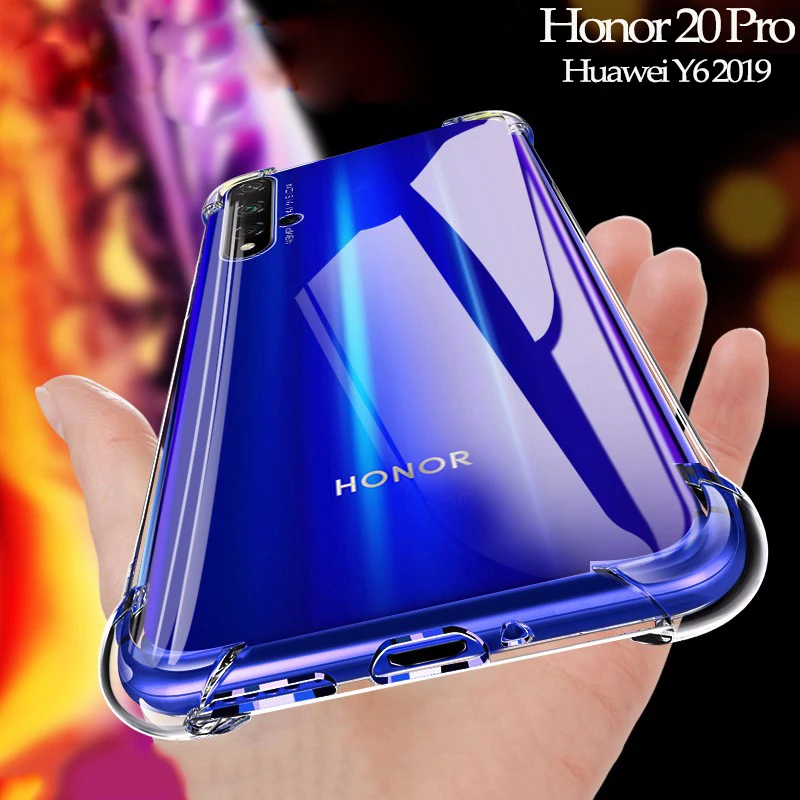 Honor 20 Pro чехол защитный Huawei Y6 2019 мягкий прозрачный силиконовый хонор про