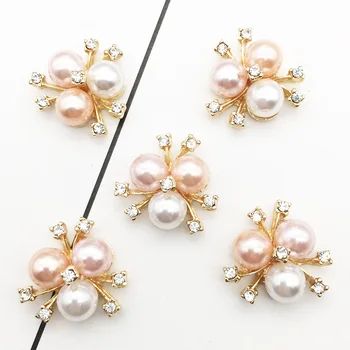 

10pcs Mixed color champagne pearl flower heart alloy DIY hair accessories materials headdress bags shoes accessories