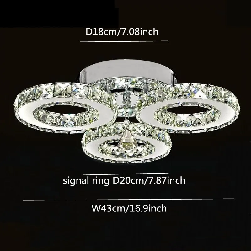 3 Rings Современный кристалл 5/3 кольца светодиодный хрустальный потолочный светильник хрустальный потолок лампы Led Lustre luminaria teto для украшения дома - Цвет корпуса: 3 Rings
