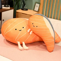 Almohada de dibujos animados de salmón sashimi, cojín suave relleno de salmón sashimi, almohada de decoración para el hogar, juego de calamar, 2022