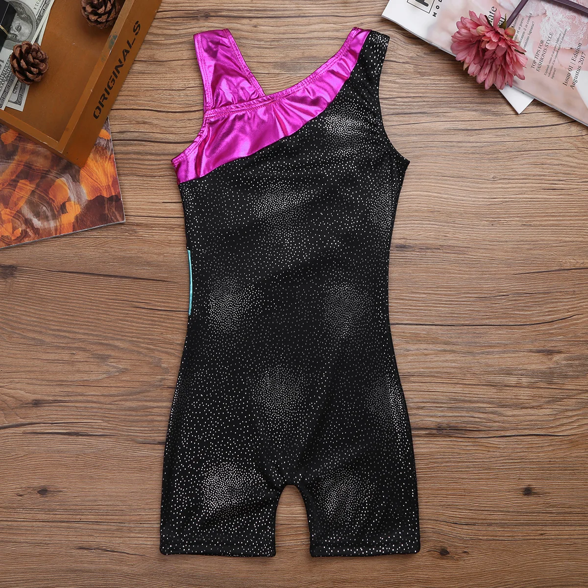 Детский танцевальный купальник FEESHOW для девочек балетный комбинезон с разрезом