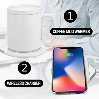 

Coffee Mug Warmer,2 in 1 Heating Warm Cup with Wireless Charger,Warmer for Home Office Use, Constant Temperature (122°F/50°C) US