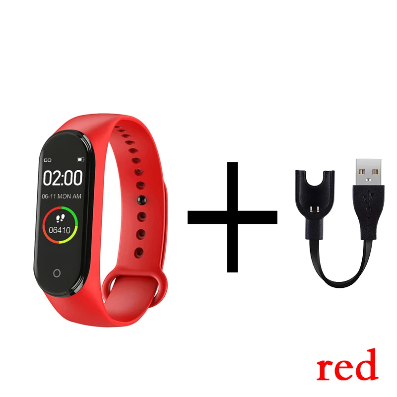 red Модный браслет M4, Bluetooth, умный, водонепроницаемый, цветной браслет, измеритель артериального давления, мониторинг сна, информация, напоминание, часы - Цвет: red