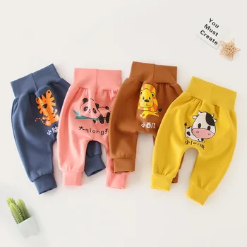 

New baby high waist belly protection pants children 100% cotton big fart pants casual trousers