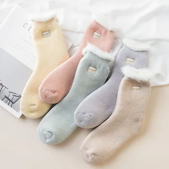 

Winter Socks Women Plus Velvet Thick Wool Warm Socks Soft Terry Woman Lady Floor Socks