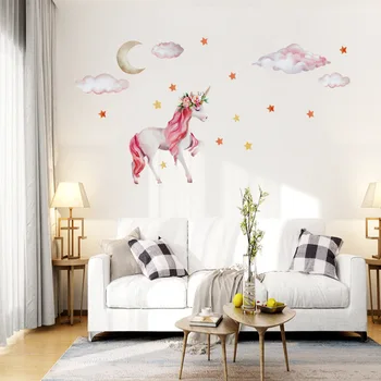 

WCS1029 New Style Cartoon CHILDREN'S Room Kindergarten Decoration Unicorn Beast 3D Wall Sticker Sticker Mural