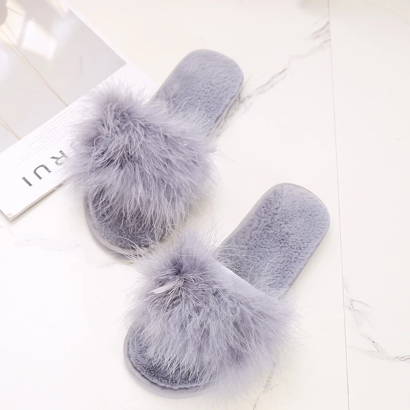 

vertvie Women Autumn Faux Fur New Style Hair And Slippers Wear Korean Fashion Home Anti Slip Thick Bottom Moon Cotton Slippers