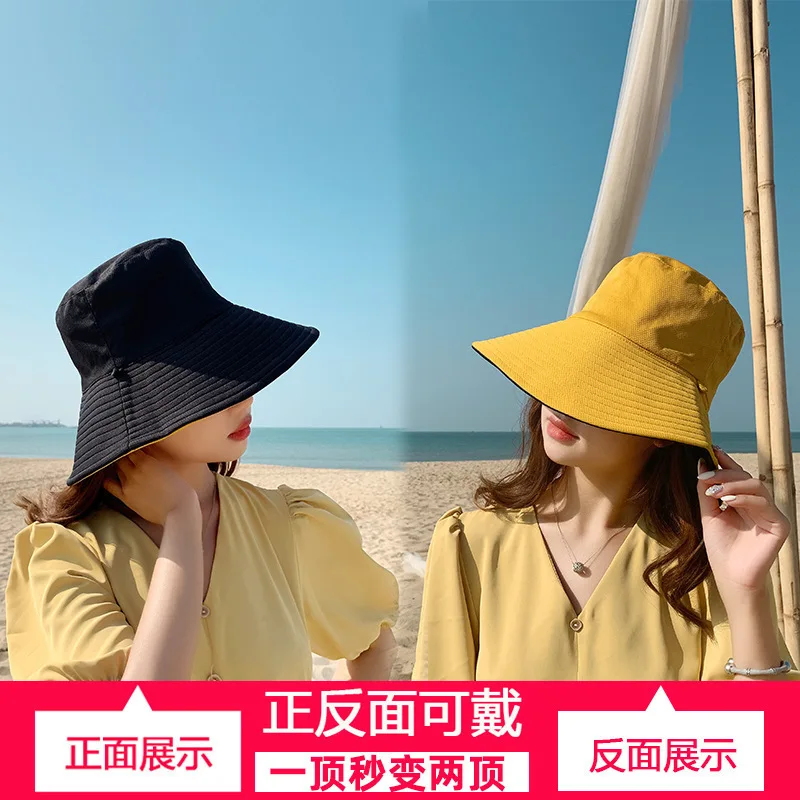

Parent And Child Bucket Hat Women's Spring And Autumn Korean-style Fashion Japanese-style Double-Sided Face Covering Hat Large B