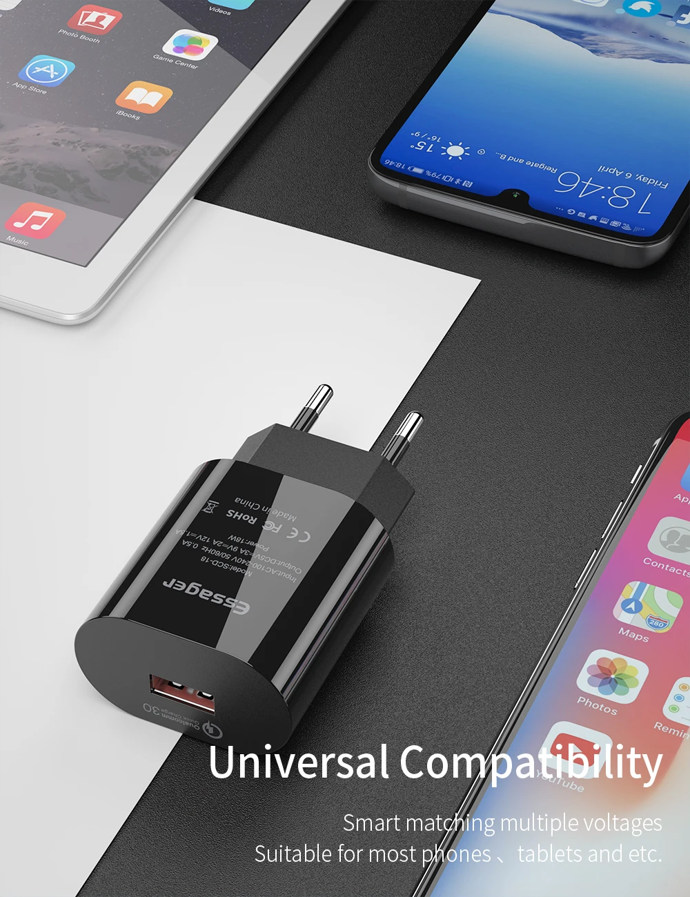 Essager Quick Charge 3,0 USB зарядное устройство QC3.0 QC Быстрая зарядка ЕС вилка адаптер настенный мобильный телефон зарядное устройство для iPhone samsung Xiaomi