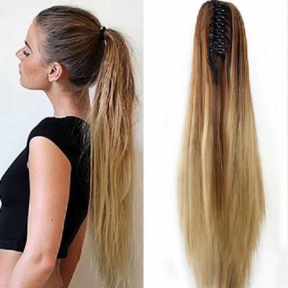 Extensiones de Cabello sintético de fibra de alta temperatura, pinza de cola de caballo # g30