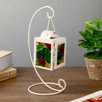 

Metal candlestick for 1 candle "Flashlight with stained glass" white 22.5х11х10 cm 3714086