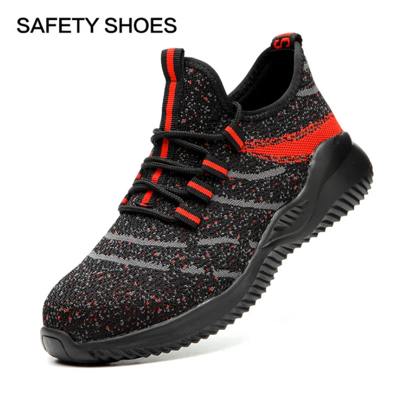 Red safety shoes 19 дропшиппинг, небьющиеся рыбацкие туфли, мужские и женские сапоги со стальным носком, прокалываемые кроссовки, дышащая Рабочая обувь - Цвет: Red safety shoes