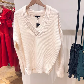 

18 Loose Design V Collar Rib Knitting Shirt Sweater Master81097
