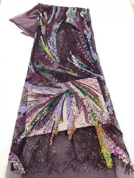 

Sophia-58.8802 fashionable sequins tulle embroidery french net lace fabric for party dress