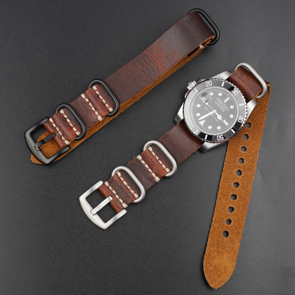 aliexpress.com - Cowhide Strap Genuine Leather Watchband 20mm 22mm 24mm Vintage Strap for Men Women Wristbands Watch Replacement