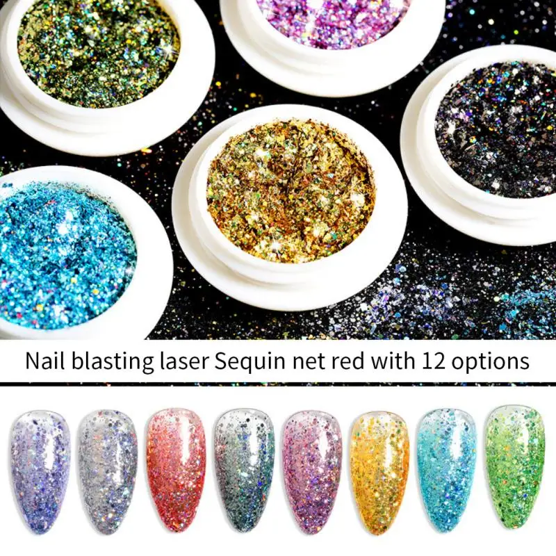 New 12colors Holographic Nail Sequin Glitter Flakes Rose Gold Silver