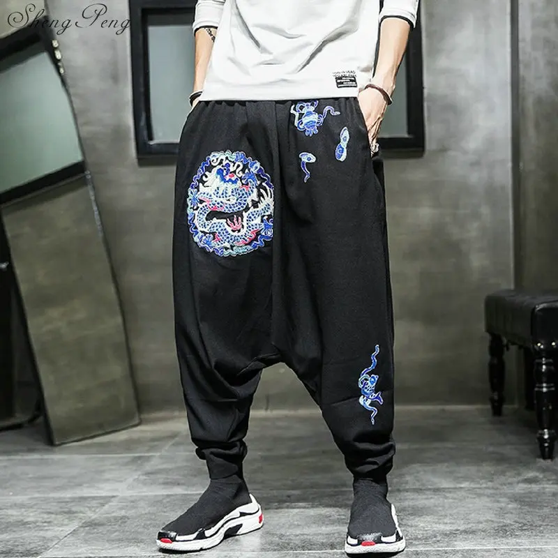 Китайские традиционные кунг-фу ушу Брюки Одежда для мужчин льняные Восточный стиль широкие брюки наряды V1786