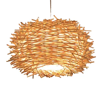 

New 30CM LED Hand-Woven Rattan Lampshade Personalized Chandelier Corridor Living Room Cafe Shop Dining Room Lampshade