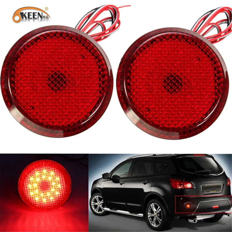 

2Pcs For Nissan Qashqai Trail For Toyota Corolla Car LED Tail Rear Bumper Reflector Lights Fog lamps Round Brake Stop Light