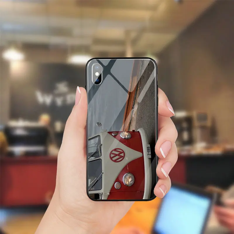 Чехлы для телефонов из закаленного стекла чехол для iPhone 5 5S SE 8 7 6 6S Plus X XR XS Max, чехлы для Volkswagen Vw T1, розовые, синие, для микроавтобуса